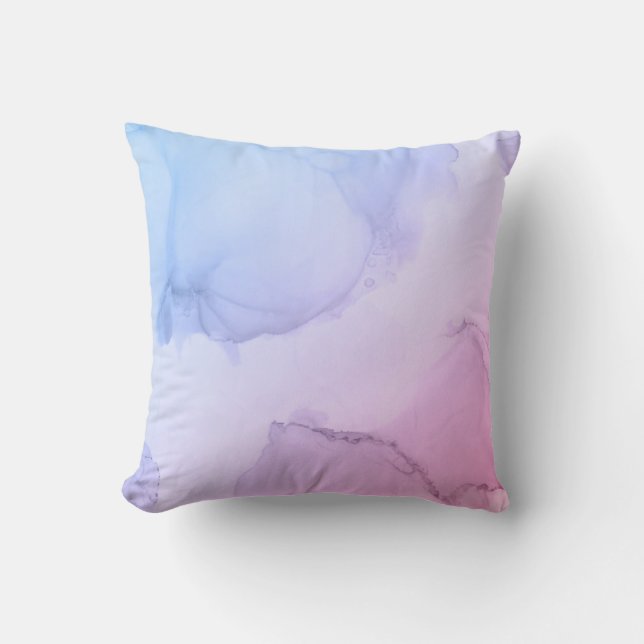 Coussin Couleur d'aquarelle violet rose pastel (Recto)