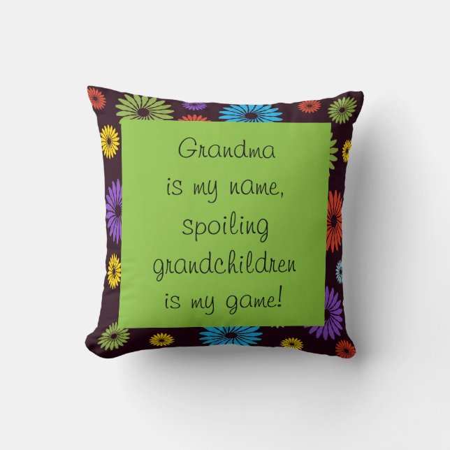 Coussin Couleur de citation grand-parent Floral sur Coussi (Recto)