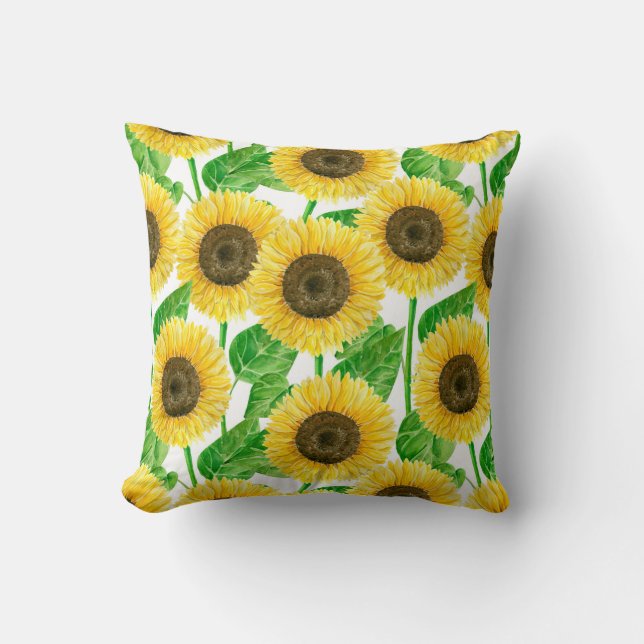 Coussin Couleur d'eau des fleurs de soleil (Recto)