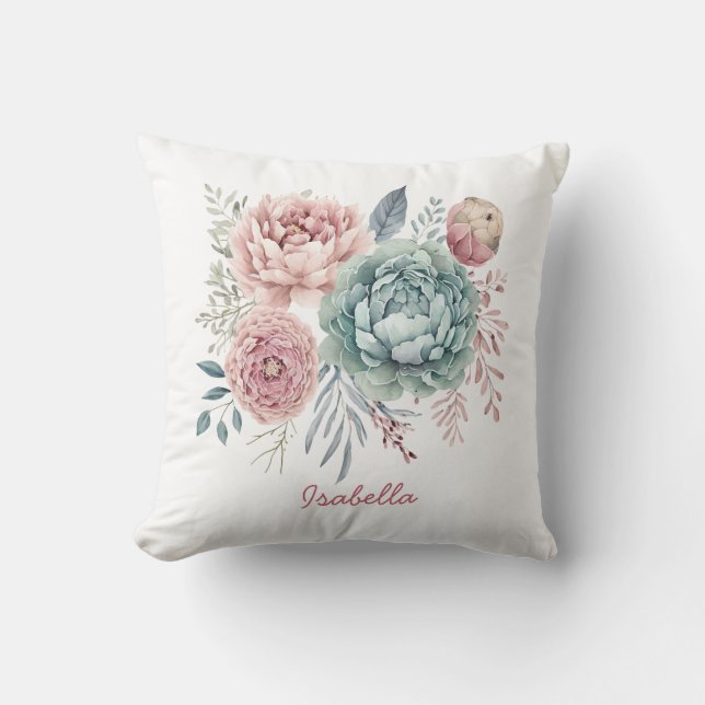 Coussin Couleur d'eau douce bleu rose pâle (Recto)