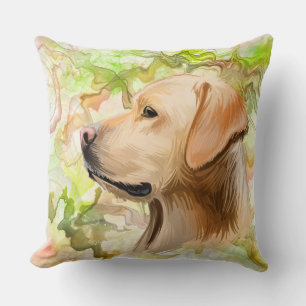 COUSSIN COULEUR D'EAU JAUNE LABRADOR RÉCUPÉRER FACE CHIEN