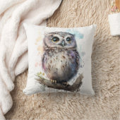 Coussin Couleur d'eau mignonne Chouette Bois (Couverture)