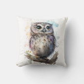 Coussin Couleur d'eau mignonne Chouette Bois (Recto)