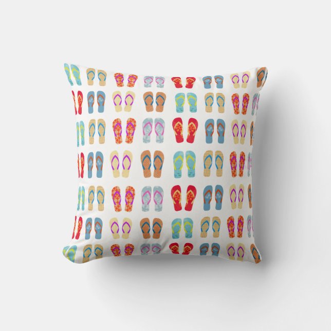 Coussin Couleur des tongs d'été de plage Jeter l'oreiller (Recto)