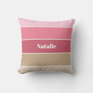 Coussin Couleur d'été personnalisée en rose Bandes de bloc