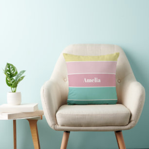 Coussin Couleur d'été personnalisée rose Bandes