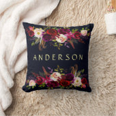 Coussin COULEUR ÉDITABLE Marine Bourgogne Rustique Boho Fl (Couverture)