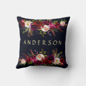 Coussin COULEUR ÉDITABLE Marine Bourgogne Rustique Boho Fl (Verso)