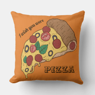 Coussin Couleur et texte personnalisés Pizza Slice lance o