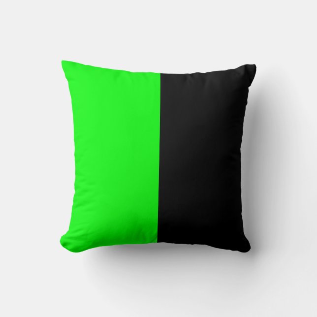 Coussin Couleur fendue de noir et de vert au néon (Recto)