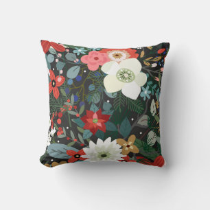 Coussin Couleur Florale Audacieuse Funky Sombre Chic Moder