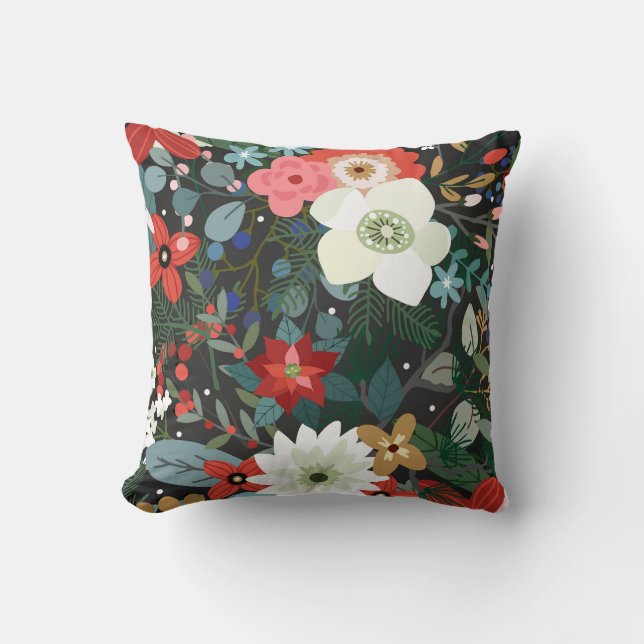 Coussin Couleur Florale Audacieuse Funky Sombre Chic Moder (Recto)