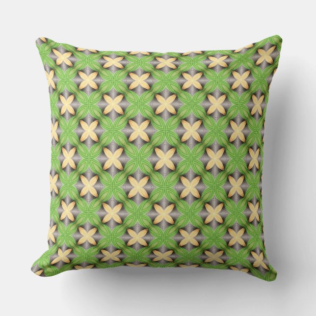 Coussin Couleur jaune Quatre fleurs pétales (Recto)