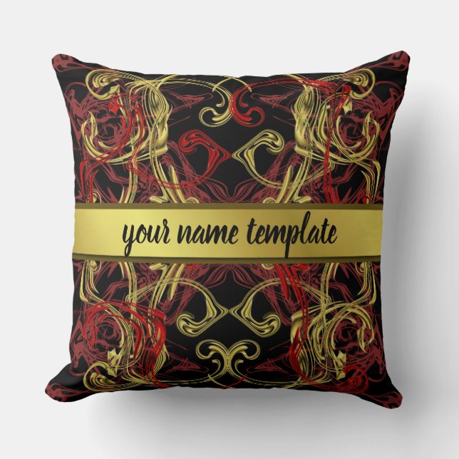 Coussin couleur moderne motif rouge et or (Recto)
