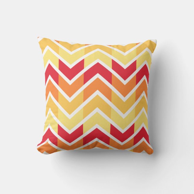 Coussin Couleur orange jaune Chevron motifs géométriques (Recto)