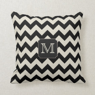Coussin Couleur personnalisable - monogramme Chevron
