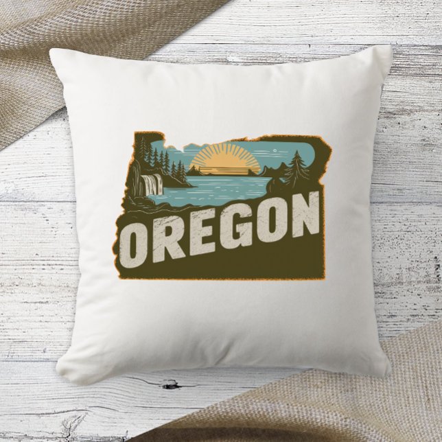 Coussin Couleur Rétro de l'État d'Accueil Oregon (Créateur téléchargé)