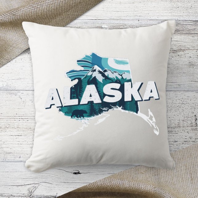 Coussin Couleur Rétro de l'État d'Alaska  (Créateur téléchargé)