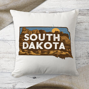 Coussin Couleur Rétro de l'État d'Origine Dakota du Sud