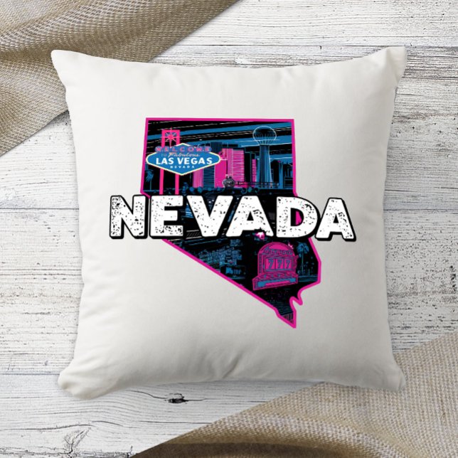 Coussin Couleur Rétro de l'État d'origine Nevada  (Créateur téléchargé)