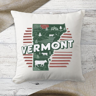 Coussin Couleur Rétro de l'État d'origine Vermont