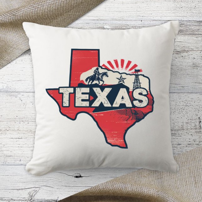 Coussin Couleur Rétro État d'origine Texas (Créateur téléchargé)