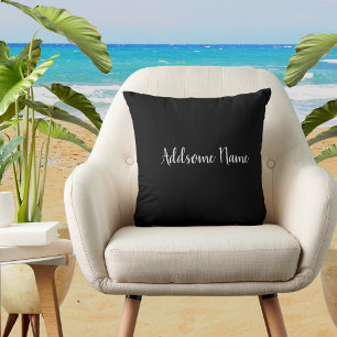 Coussin Couleur Solide Noir Noir Moderne