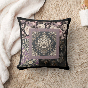 Coussin Couleur violet multi-motif noir tendance