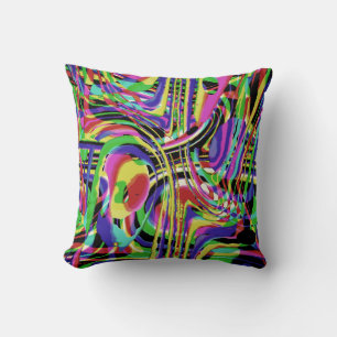 Coussin Couleurs arc-en-ciel muet Noir Confetti Abstrait
