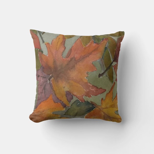 Coussin Couleurs d'automne Aquarelle Feuilles tombés Jeu d (Recto)