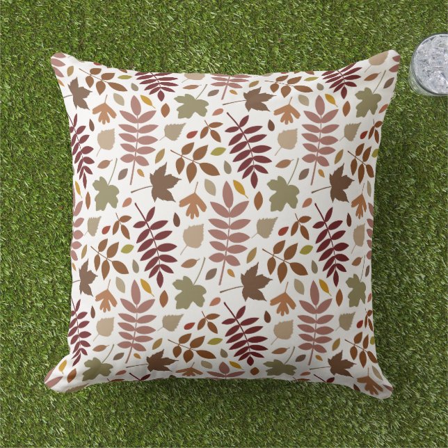 Coussin Couleurs d'automne du Motif rpt Feuille déchiré su (Herbe)