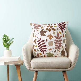 Coussin Couleurs d'automne en blanc pour les Feuilles tomb