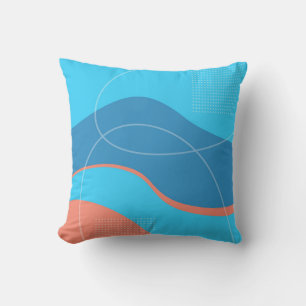 Coussin Couleurs de bleu avec design d'art Abstrait Saumon