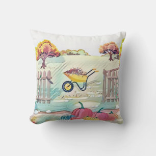 Coussin Couleurs de chute vintage automne citrouilles aqua