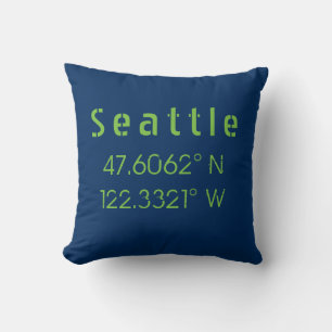 Coussin Couleurs de l'équipe Seattle Longitude Latitude