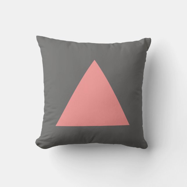 Coussin Couleurs du triangle - rose et gris doux (Recto)