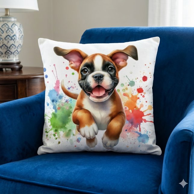 Coussin Couleurs éclatantes du Boxer (Créateur téléchargé)