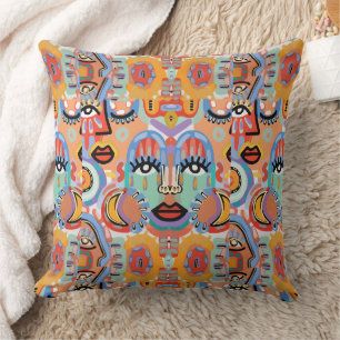 Coussin Couleurs, motifs et visages qui se chevauchent