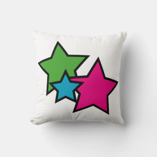 Coussin Couleurs Néo Rétro Étoiles Colorées Rose Vert Bleu