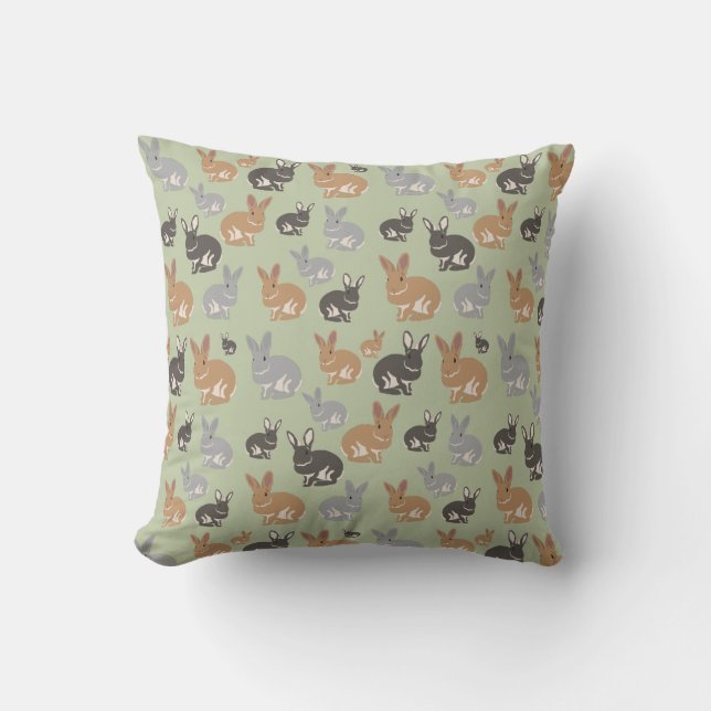 Coussin Couleurs neutres du Motif de lapin mou (Recto)