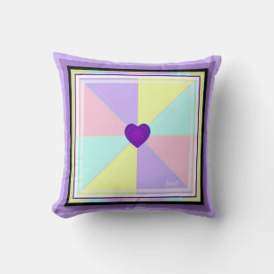 Coussin Couleurs pastel & coeurs violets battre