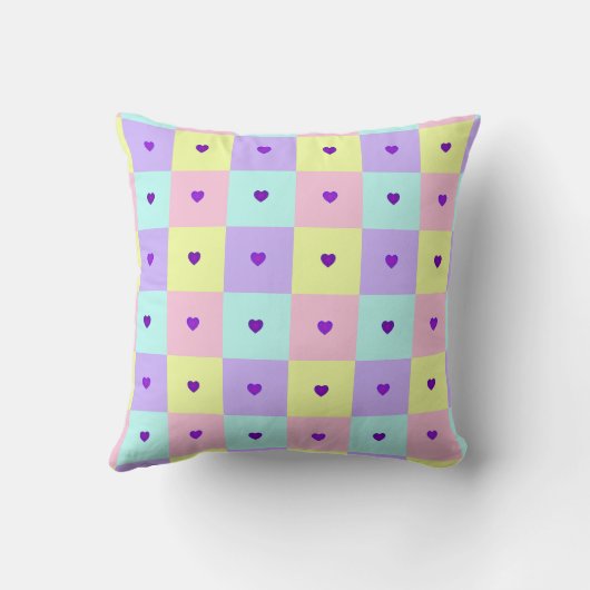 Coussin Couleurs pastel & coeurs violets battre (Verso)