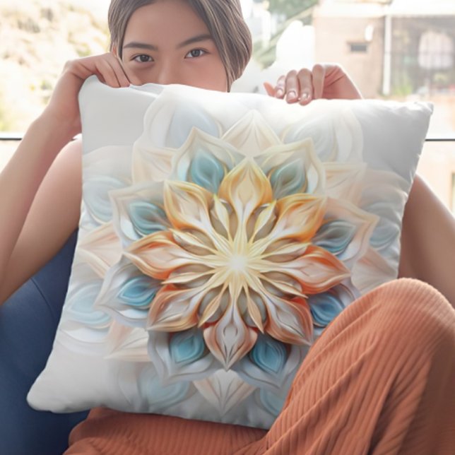 Coussin Couleurs pastel éclatantes Mandala (Créateur téléchargé)