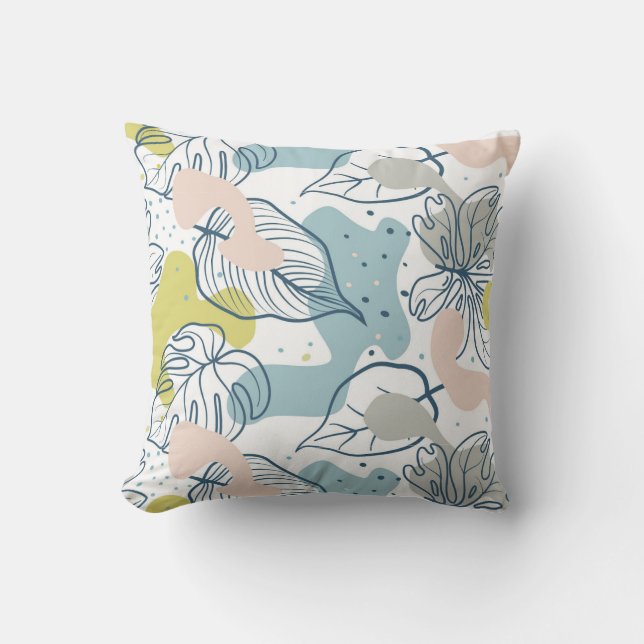 Coussin Couleurs pastel Palm feuilles et formes organiques (Recto)
