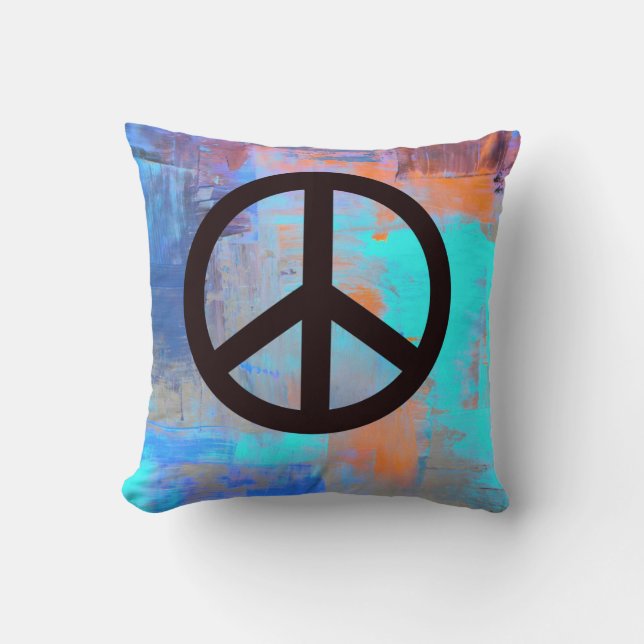 Coussin Couleurs "peintes" avec le symbole de paix (Recto)