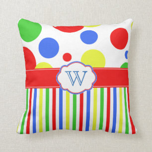 Coussin Couleurs primaires Monogramme pour enfants lumineu