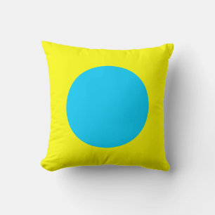 Coussin Couleurs rondes - bleu ciel et jaune