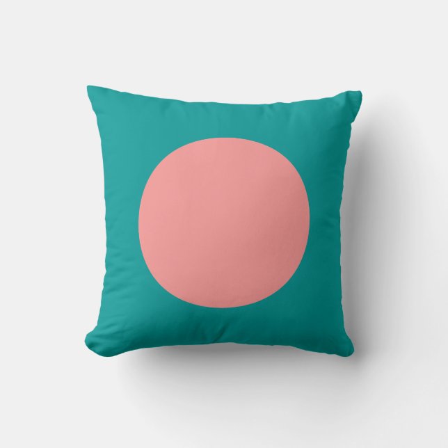 Coussin Couleurs rondes - Rose doux et Vert océan (Recto)