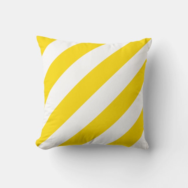 Coussin Couleurs tendance Jaune Blanc rayé Modèle moderne (Recto)