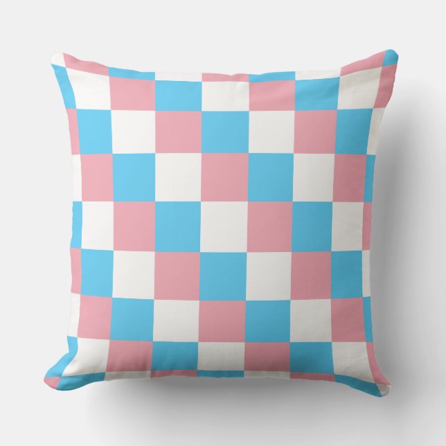 Coussin Couleurs transgenres à damiers motif lancer l'orei (Recto)